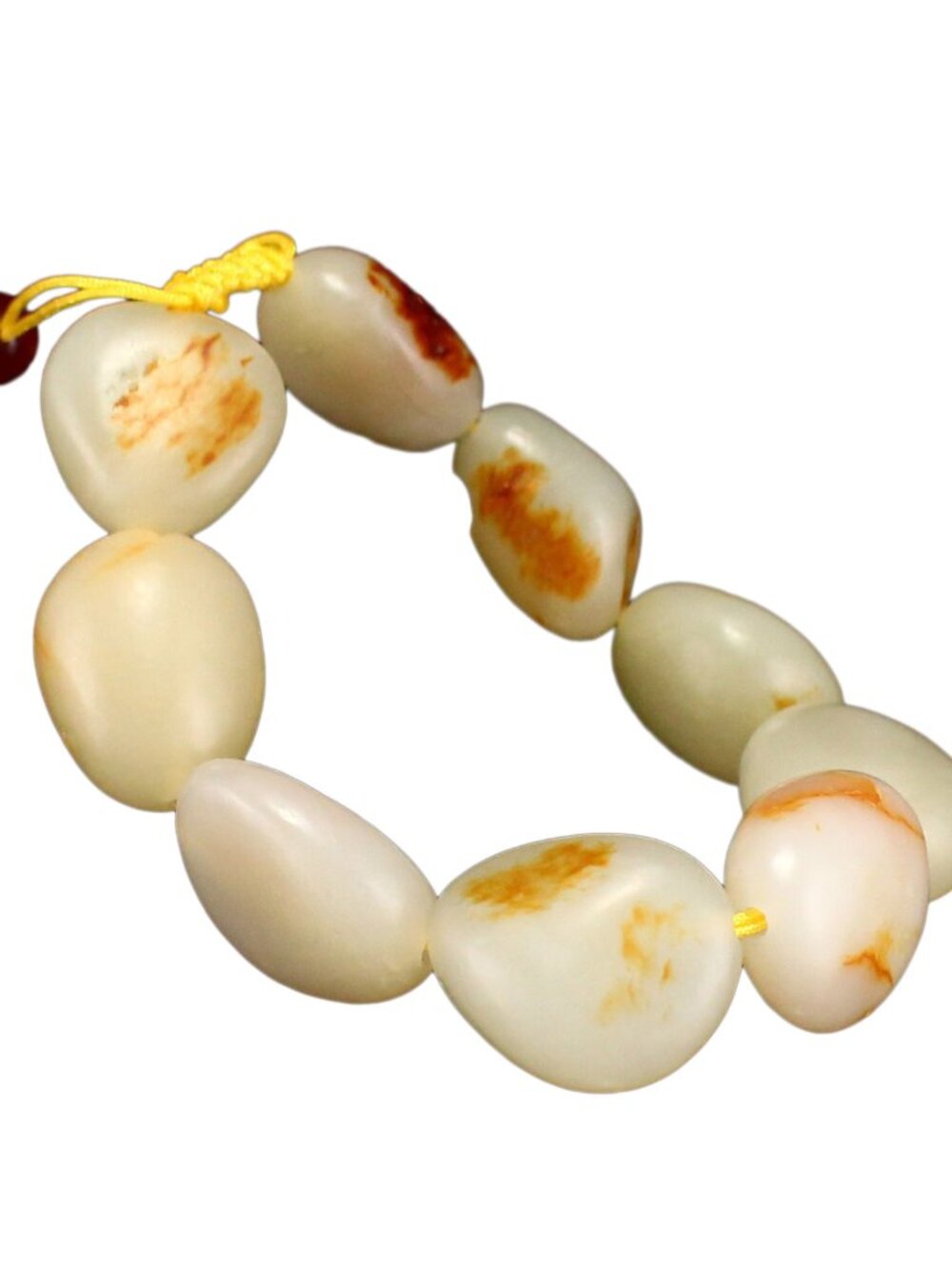 Natural Hetian Jade Original Stone Pebble Bracelet w Certificate 69.34g